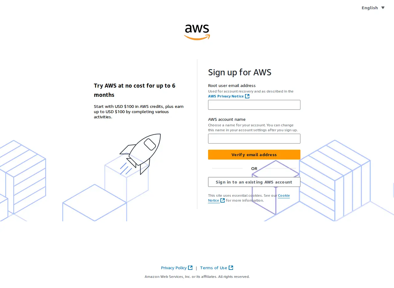 AWS 註冊表單 / AWS Sign Up Form (English)