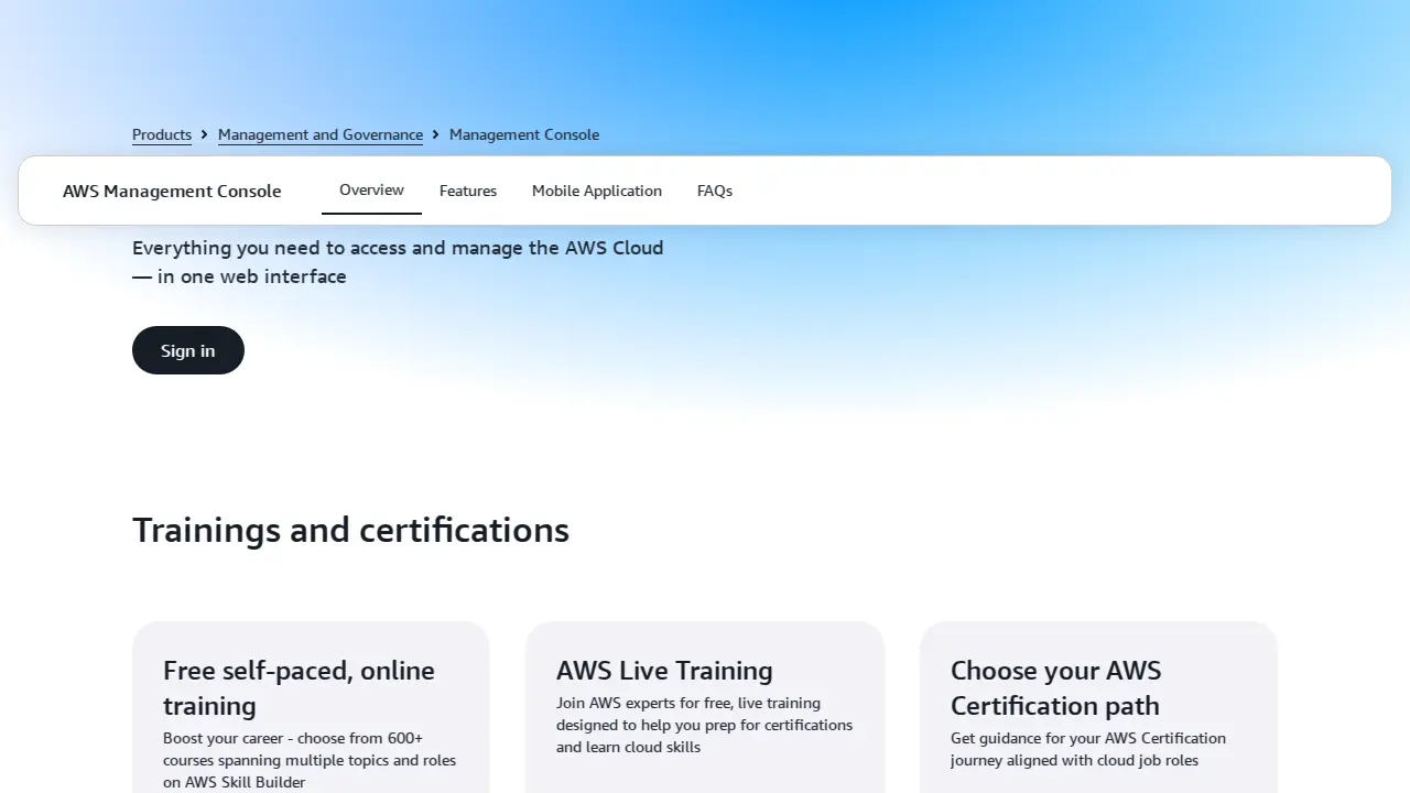 English: AWS Management Console