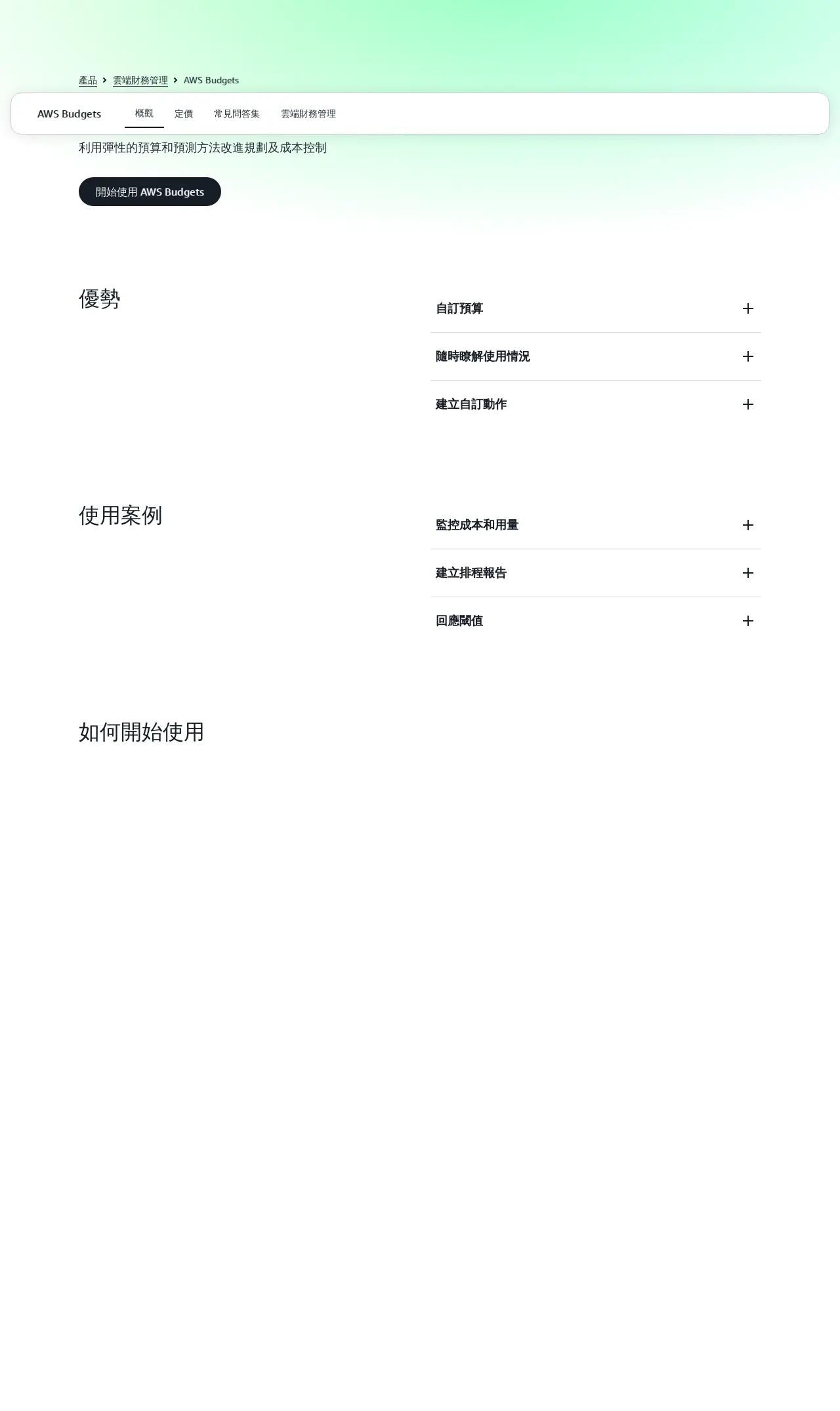 AWS Budgets 中文版