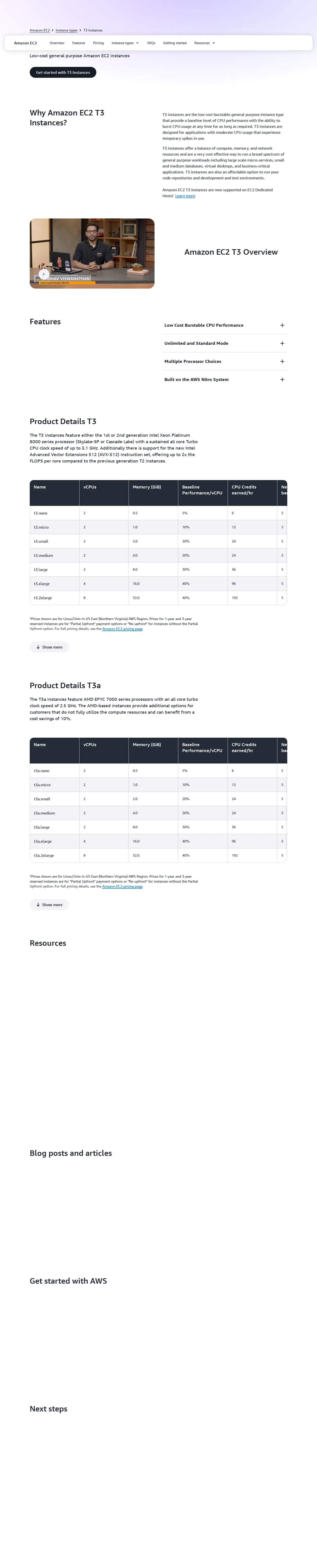 T3 Instance Type Comparison (English)