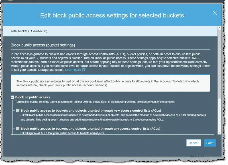 S3 Bucket 封鎖公開存取設定
